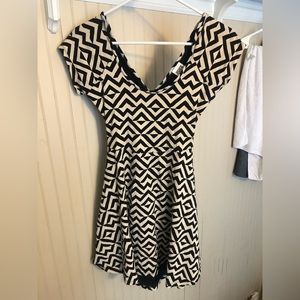 Cream and black Pink crossed backless dress